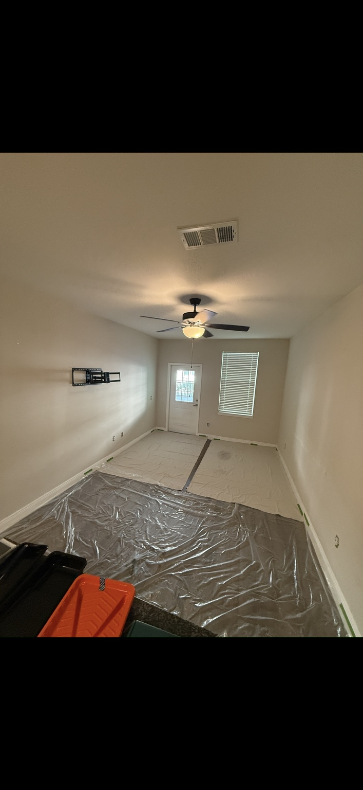 Floor protection & painting preparation from a Last Call project